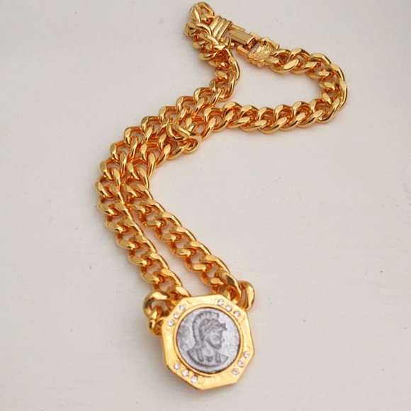 Jewelry - Roman warrior pendant rhinestone accent necklace